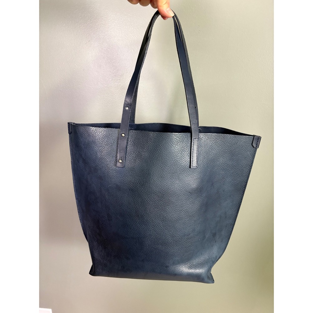 Mimi Berry England Large Tote Bag Navy Pebbled Leather Work Academia Heritage